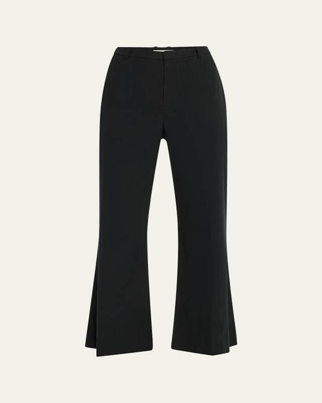 Mid-Rise Cropped Flare Trousers